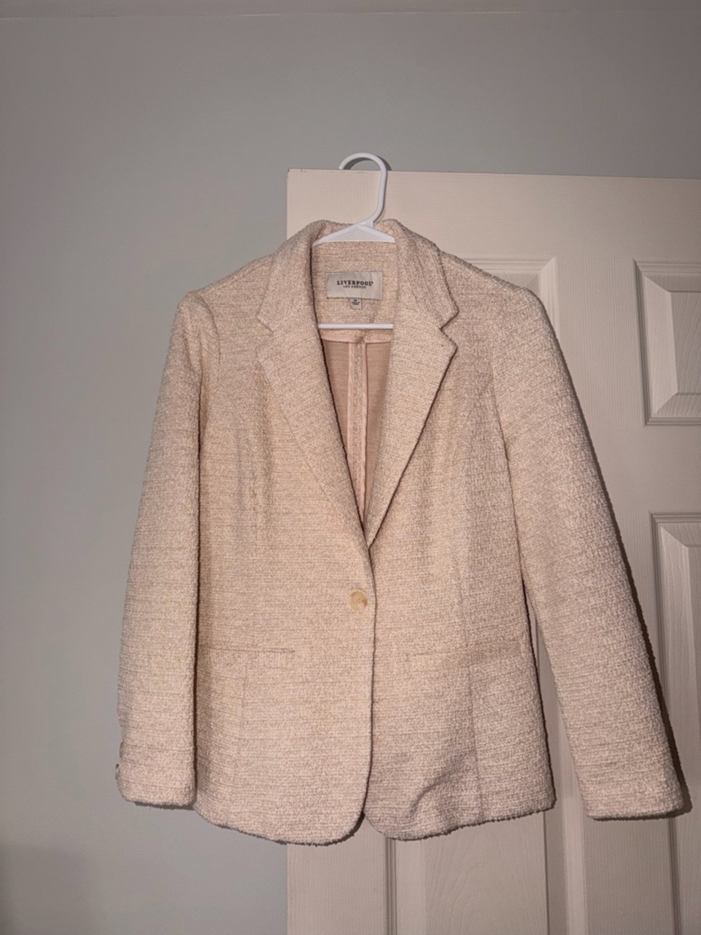 Liverpool Cream Bouclé Single-Button Blazer